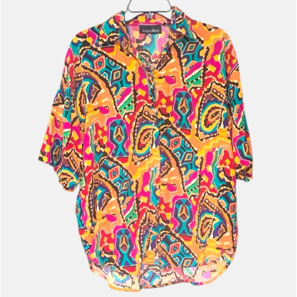 Multicolor print button up